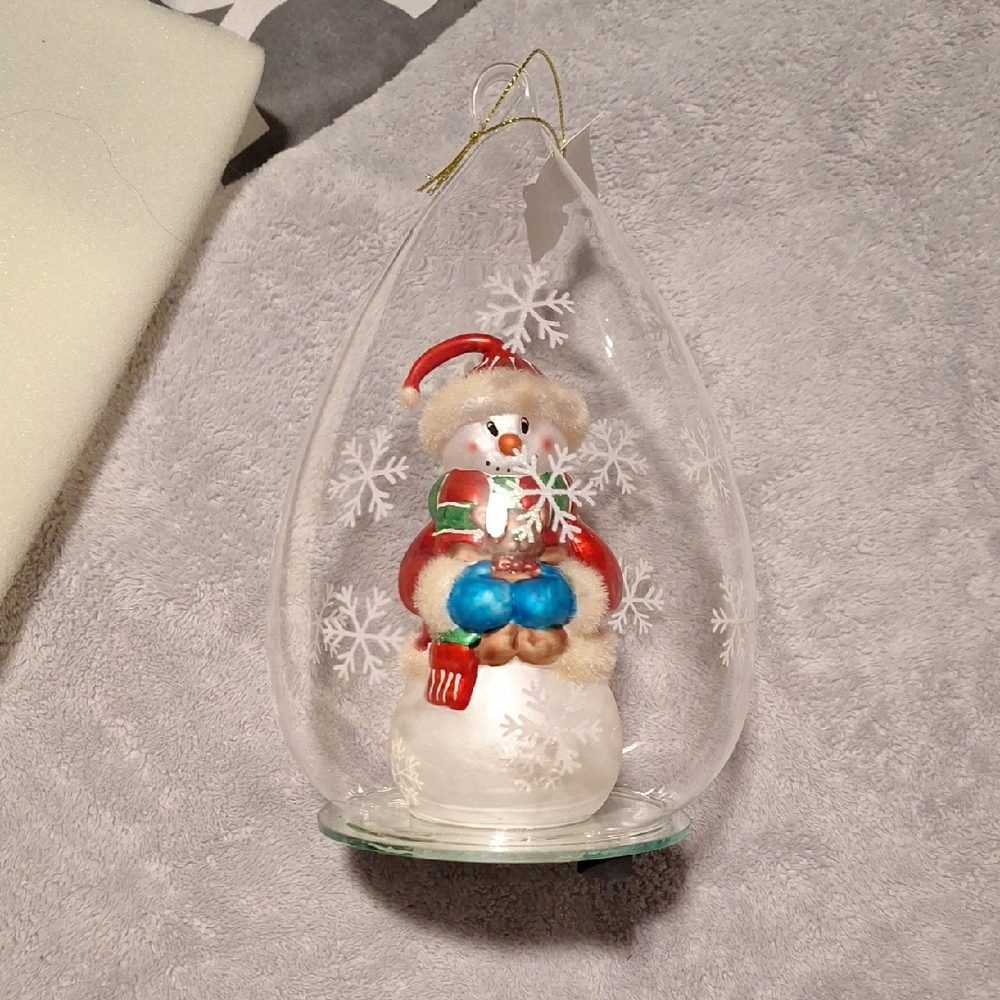 color changing Snowman Glass Ornament